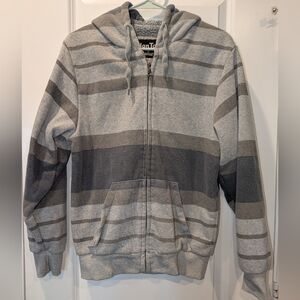 90s striped zip up Sherpa Lined Hoodie by the brand HanTon Small